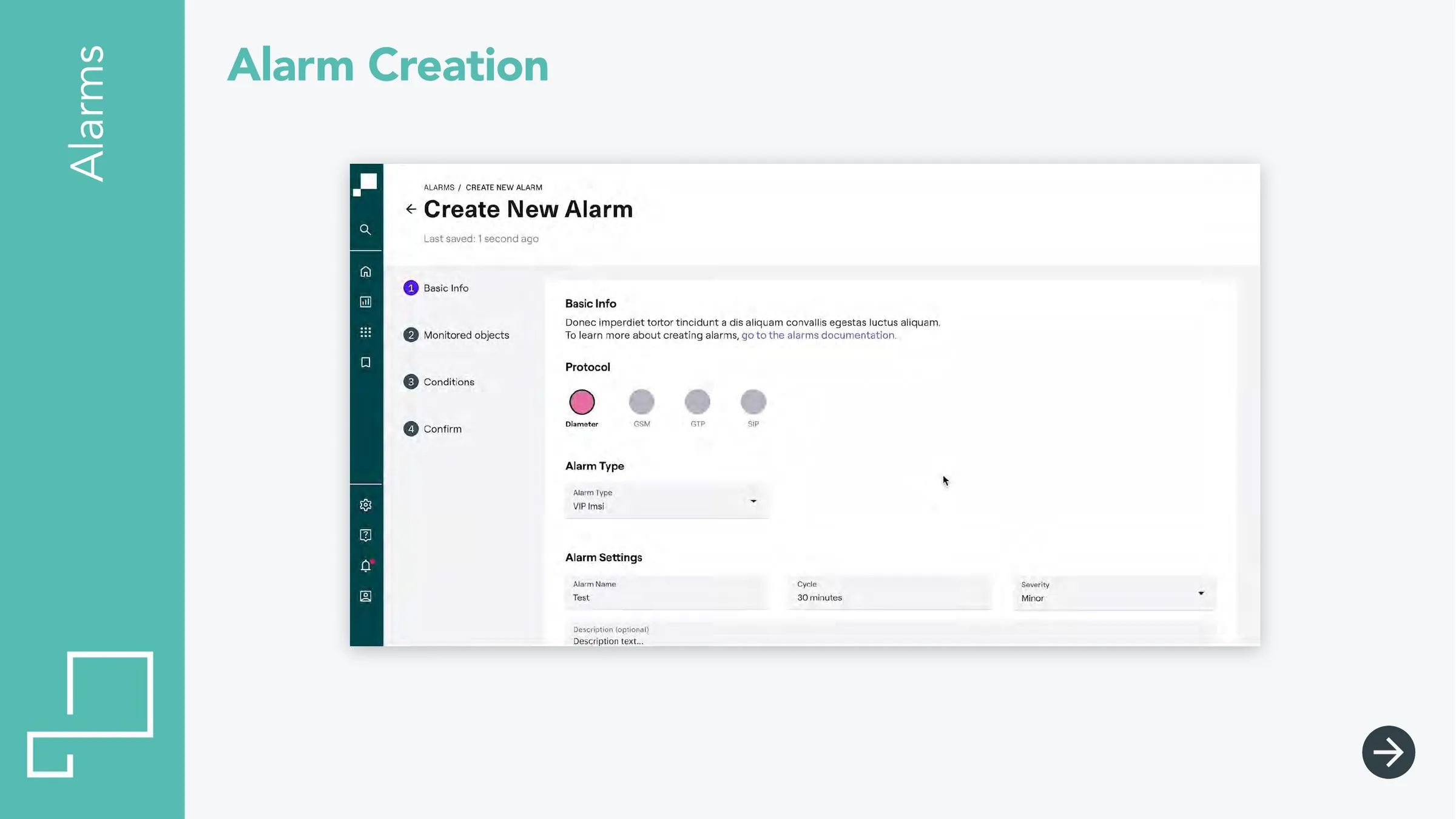 Alarm creation