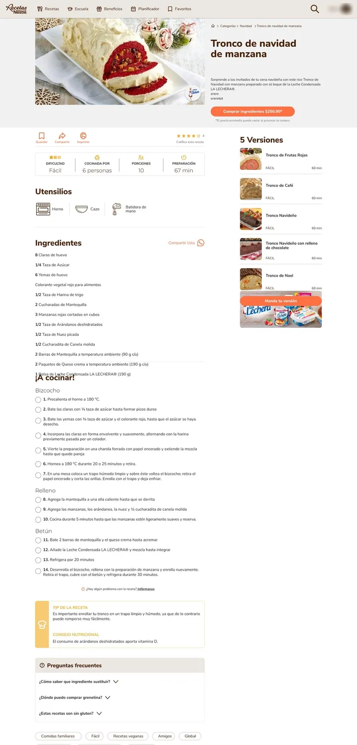 Recipe page